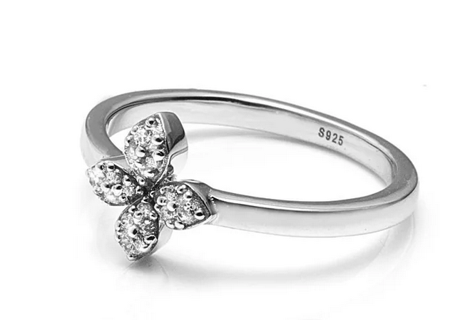 Flora / Ring / Clear + Silver