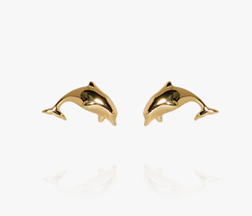 Mini Dolphin Studs - (Friendly) - Gold Vermeil