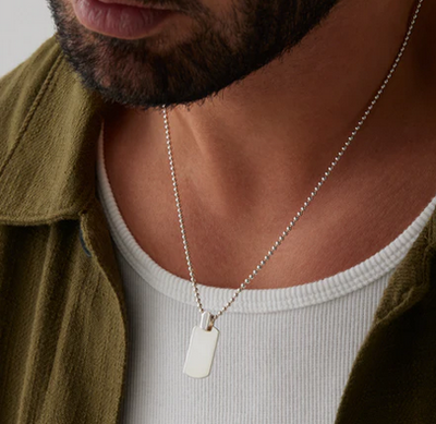 Insignia Men’s Silver Dog Tag Necklace