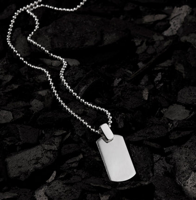Insignia Men’s Silver Dog Tag Necklace