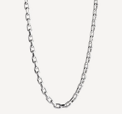 Mens Oval Link Silver Necklace - 55cm - SS