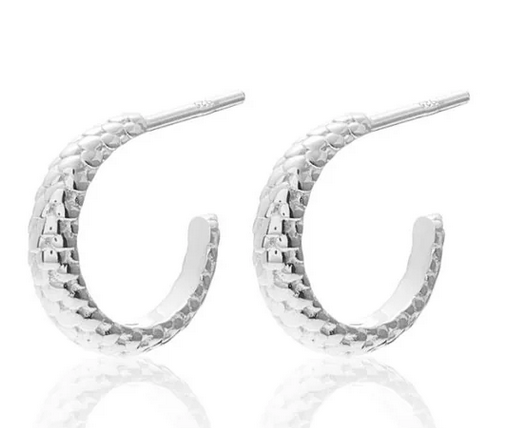Small serpent textured hoop earrings