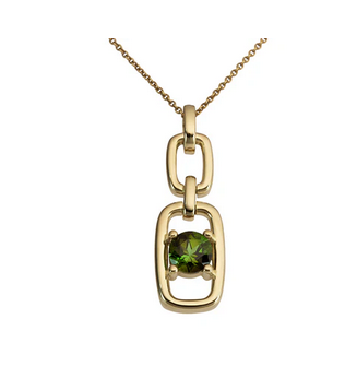Green Tourmaline Pendant in 9ct Yellow Gold