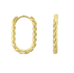 9ct Yellow Gold Oblong Twist Huggies