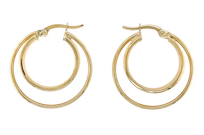 9ct Yellow Gold Double Circle Hoop Earrings