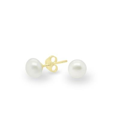 FWP - White Button Stud - 9K YG - 7mm