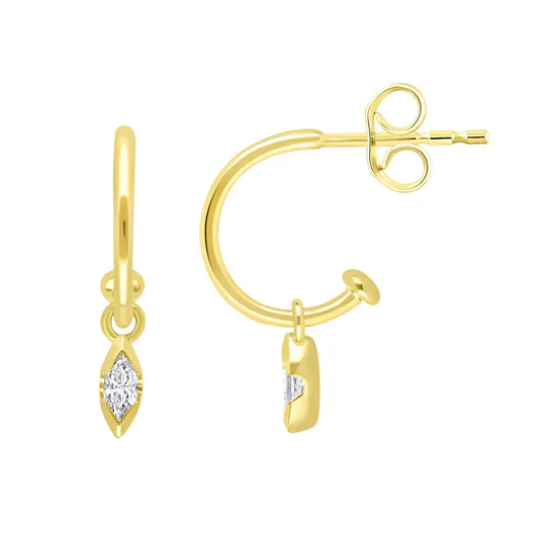 9ct Yellow Gold Lab Marquise Diamond Earrings