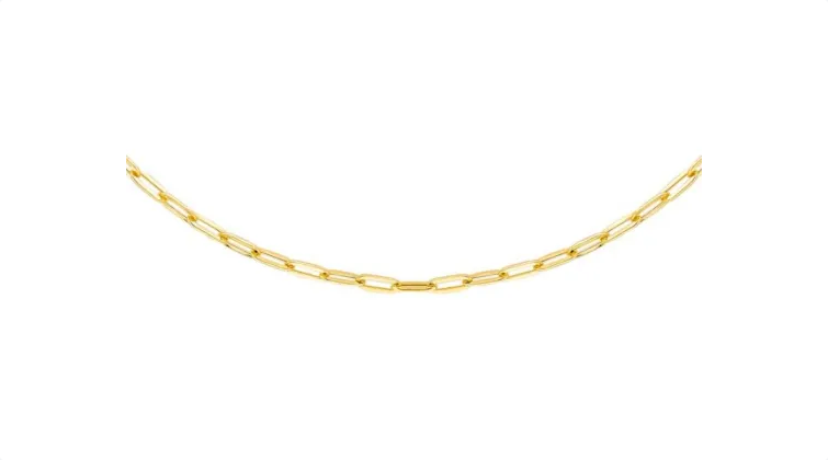 9ct Yellow Gold Paperclip Chain - 50cm