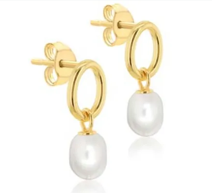 FW Baroque Pearl Drop Earrings - 9ct YG