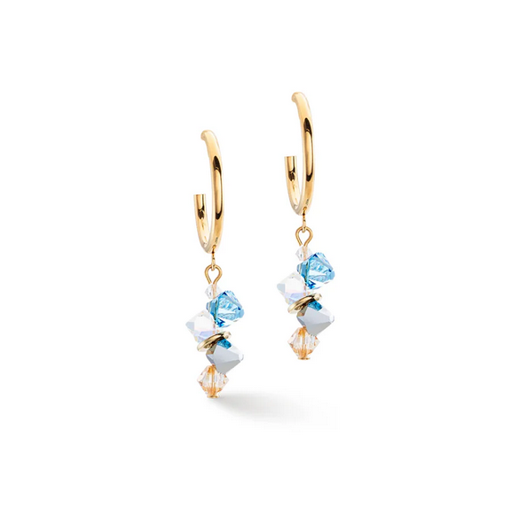 Turquoise and Gold Crystal Earrings