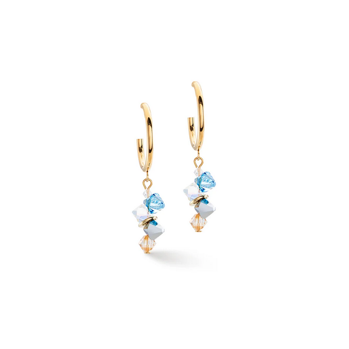 Turquoise and Gold Crystal Earrings
