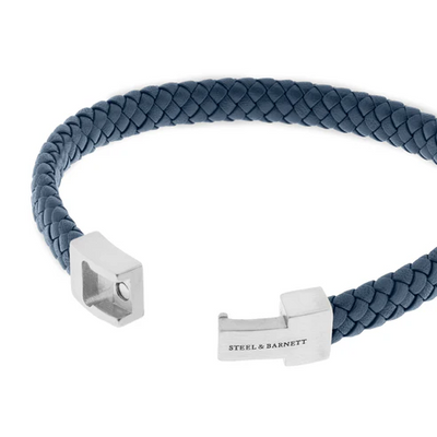 Archie - Blue - Braided Leather Bracelet - Medium