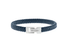 Archie - Blue - Braided Leather Bracelet - Small