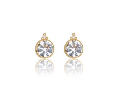 Natural Topaz and Two Natural Diamond March Earrings in Gold.