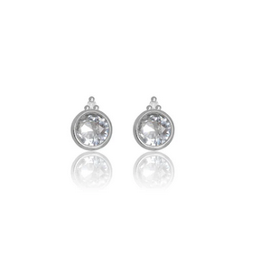 Natural Aquamarine and Two Natural Diamond March Earrings in Silver.