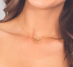 Natural Green Agate and Diamond May Pendant in Gold