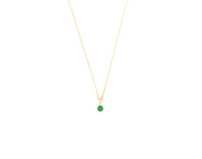 Natural Green Agate and Diamond May Pendant in Gold