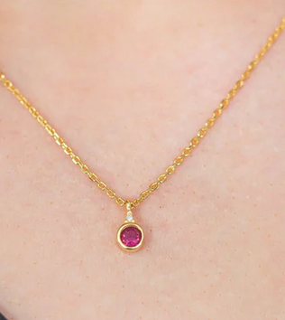 Natural Ruby and Diamond July Pendant in Gold