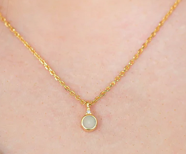 Natural Opal and Diamond October Pendant in Gold