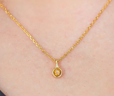 Natural Citrine and Diamond November Pendant in Gold