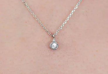 Natural Topaz and Diamond April Pendant in Silver