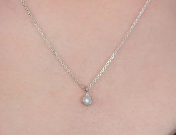 Freshwater Pearl and Diamond June Pendant in Silver