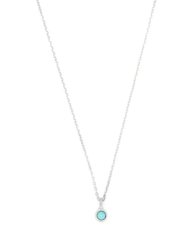Natural Turquoise and Diamond December Pendant in Silver