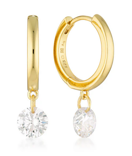 Mirage Alice Gold White CZ Hoop Drop Earrings