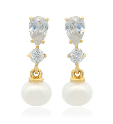Chic Noel Freshwater Pearl Pyrmont Earrings - Gold Plated