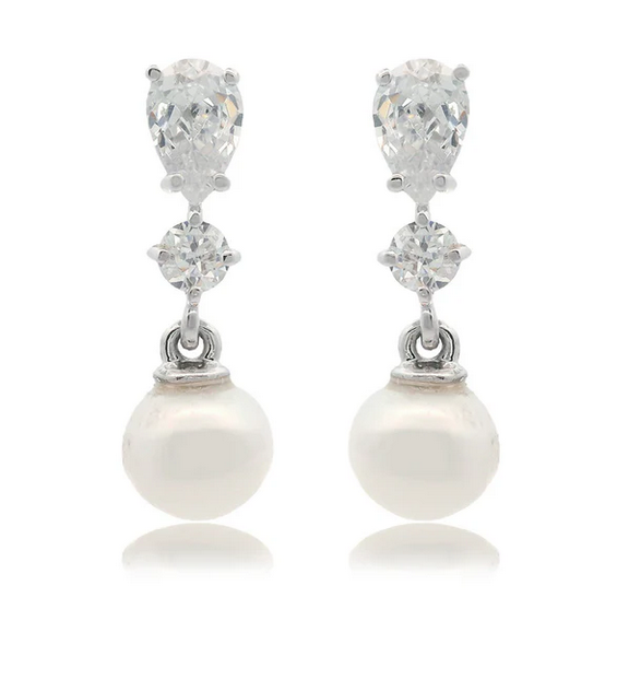 Chic Noel Freshwater Pearl Pyrmont Earrings in Silver