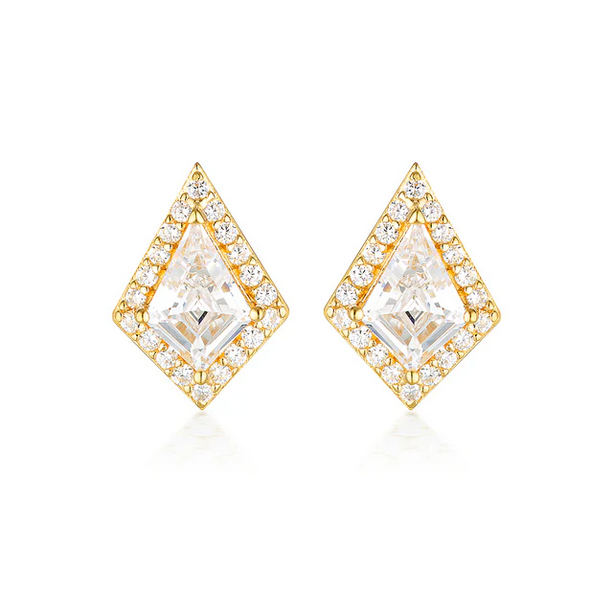 Rockstar Sheild Earrings - CZ - GP