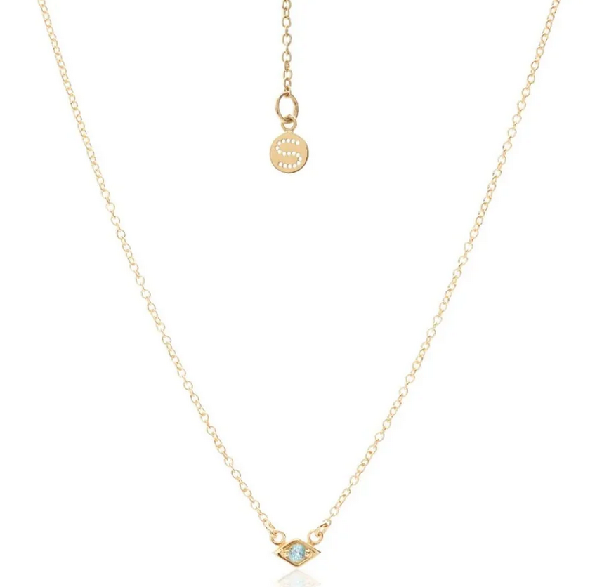 Superfine / Necklace / Keepsake / Blue Topaz + Gold