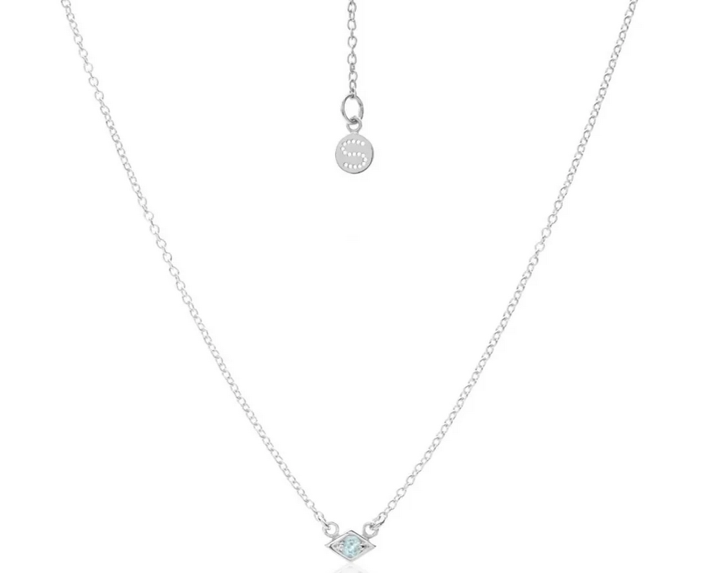 Superfine / Necklace / Keepsake / Blue Topaz + Silver