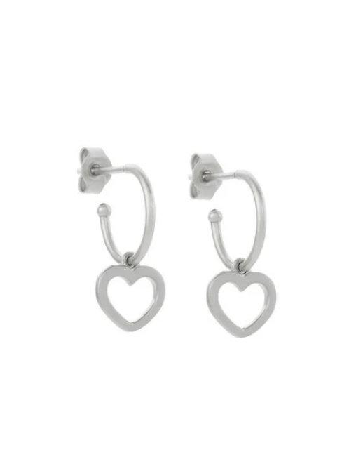 Heart Hoop Earrings - Silver
