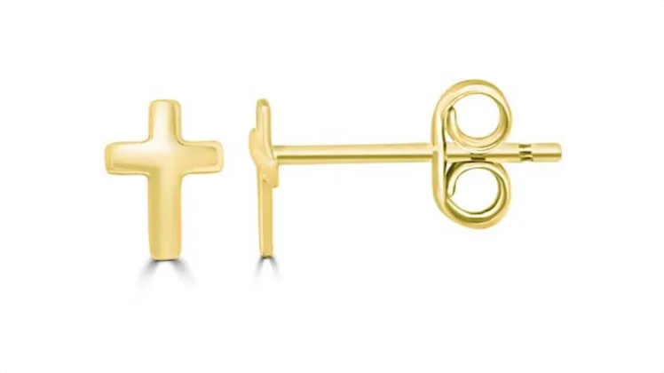 9ct Yellow Gold Cross Studs