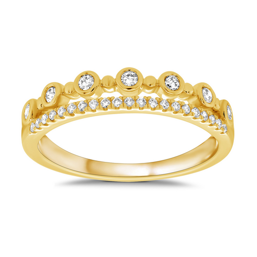 Diamond Double Set Ring - 9ct YG - TDW = 0.25
