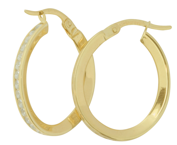 9ct YG and Silver Bonded Cubic Zirconia Hoop earrings