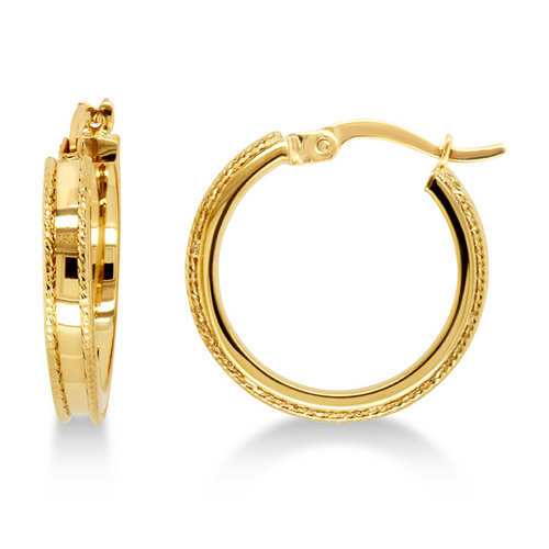 9ct Yellow Gold and Silver Bonded Hoop Earrings