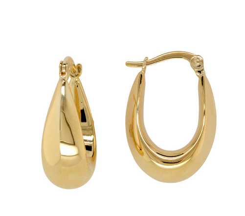 9ct Yellow Gold and Silver Bonded Tear Drop Hoop Earrings