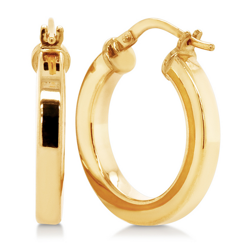 9ct Yellow Gold and Silver Bonded Round Flat Profile Earrings
