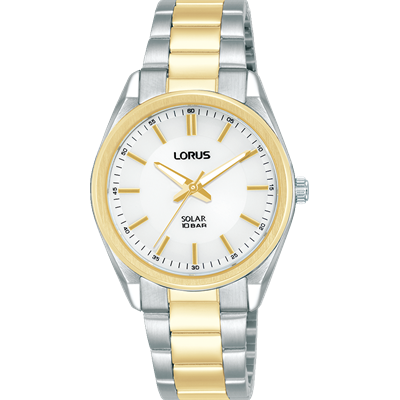 Ladies Two Tone Watch - White Dial - Stainless Strap