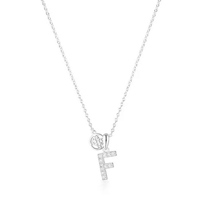Luxury Letter "F" initial Pendant -SS