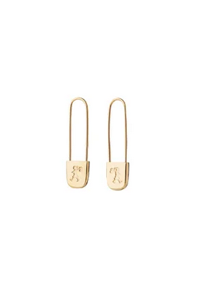 Runaway Safety Pin Earrings - Gold-Plated SS