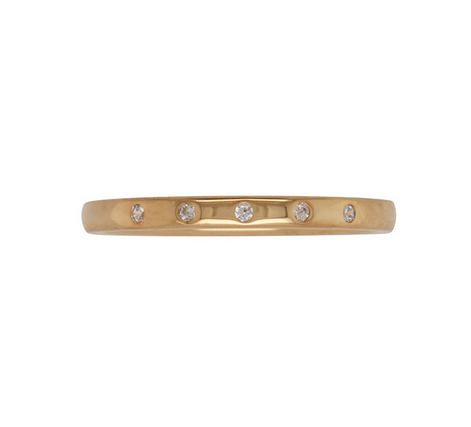 Comfort Curve Band with 5x .01ct Diamonds - 9k YG