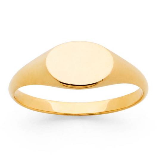 Horizontal Oval Signet Ring - 9K YG