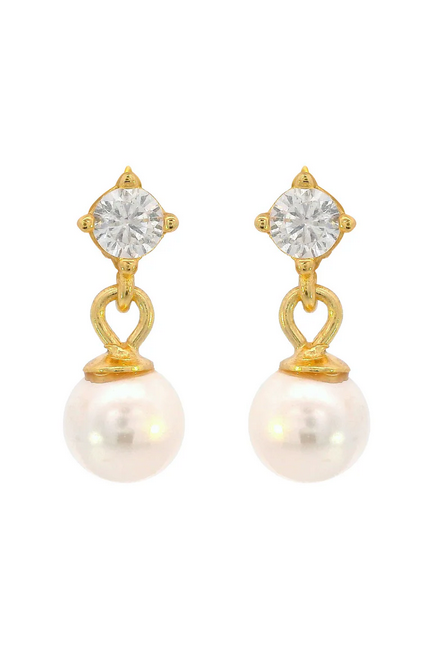 Adagio Touch of Sparkle Dangle Drop Pearl Earrings - SSGP