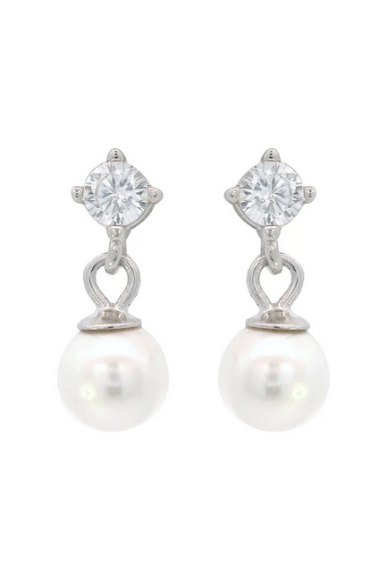 Adagio Touch of Sparkle Dangle Drop Pearl Earrings - SSRP