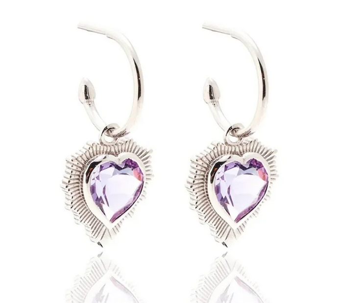 Amour / Hoop Earrings / Brazilian Amethyst + Silver