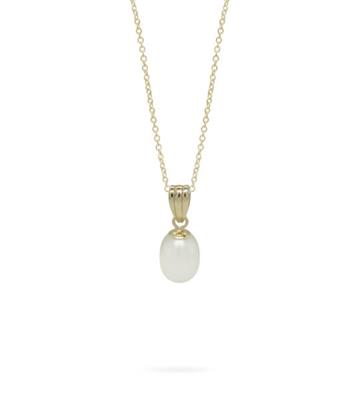 9ct YG FWP White Drop Pendant - 6.5-7mm
