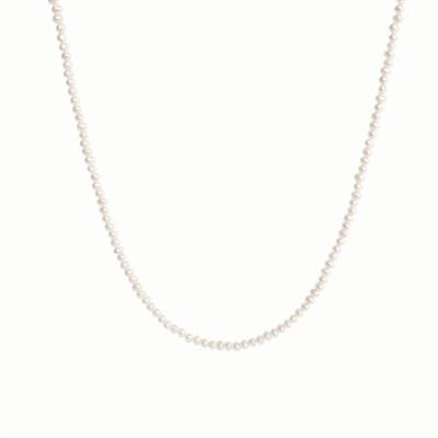 White FWP Necklace - 4.5mm with SS Oval Belcher Chain